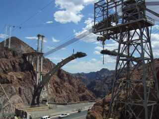Construction of the road bridge at Hoover Dam, USA