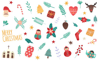 vector set decorative christmas element. christmas festive texture greetings card. seasonal backdrop, winter holiday background.
