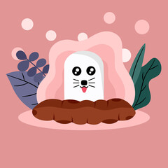 Mole icon. Vector illustration in flat design. Cute happy smiling mole character style. For webpage, banner, logo. 