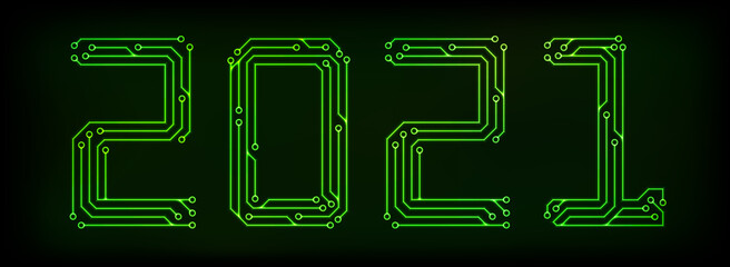 Green circuit printed board in the shape of 2021