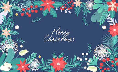 vector set decorative christmas plants or floral petals. christmas festive texture greetings card. seasonal backdrop, winter holiday background.