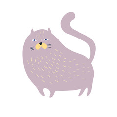 Cute cat isolated on white. Flat style. Vector