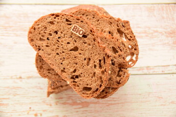 rye bread on a wooden white shabby old table