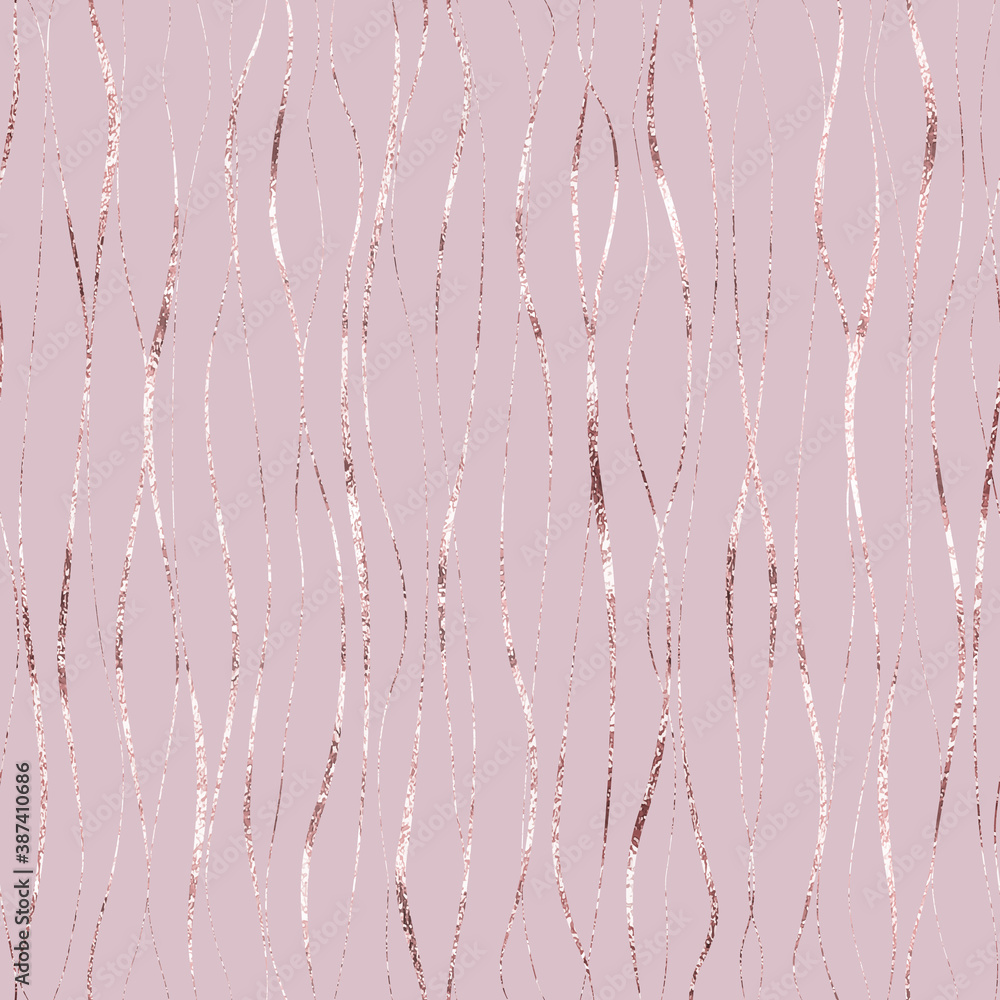 Poster vector seamless pattern. rose gold background with wavy stripes. modern stylish texture. pink geomet