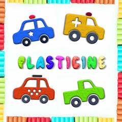 Plasticine transport icons set. Bright plasticine illustration. Plasticine isolated on white background.