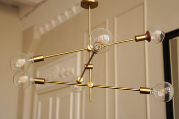 Loft chandelier with bulbs indoor, modern design