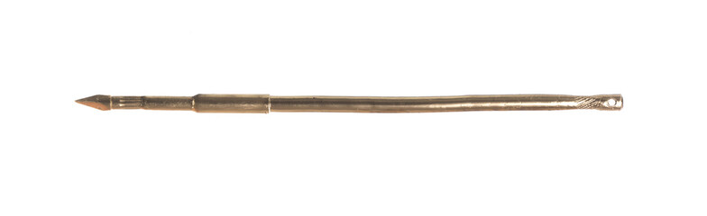 medieval golden spear isolated on white background