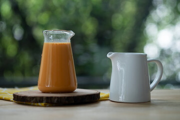 Hot Thai tea milk mix with sweetened condensed milk.