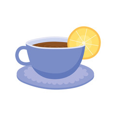tea, teacup with slice lime beverage isolated design