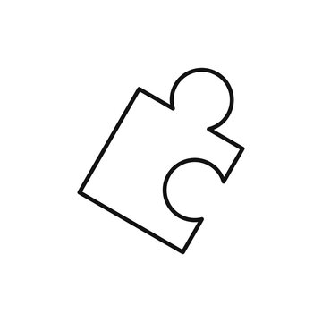 Puzzle in line art style on white background. Teamwork concept. Black puzzle on white background. Vector logo icon template. Pazzle icon.