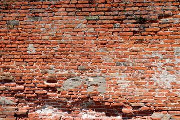 wide Ancient wall of red bricks