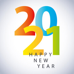 2021 happy new year colored numbers invitation card gray background