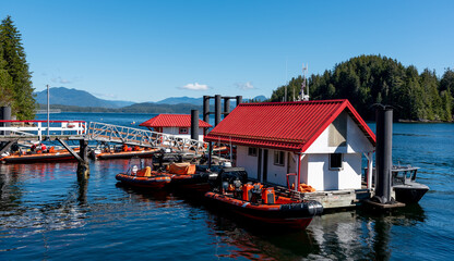 Fototapeta na wymiar Coast Guard Station in Bamfield, Vancouver Island, British Columbia, Canada