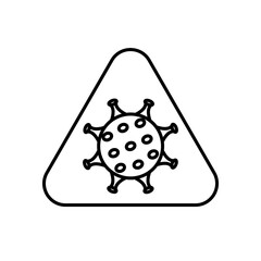 Virus or bacteria warning outline icon vector illustration isolated on white background for print, web design or infographics.