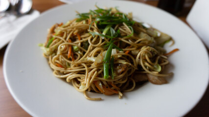 Vegetable noodles in Kathmandu, Nepal