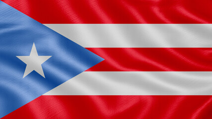 Flag of Puerto-rico. Realistic waving flag 3D render illustration with highly detailed fabric texture.