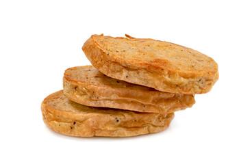 Fried Vietnamese Pork Sausage sliced isolated on white background