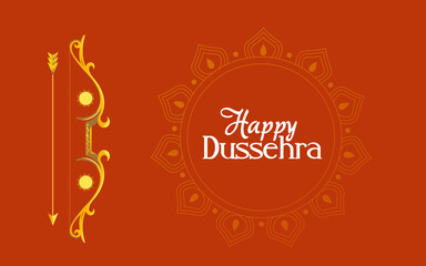 gold bow with arrow and mandala ornament of happy dussehra vector design