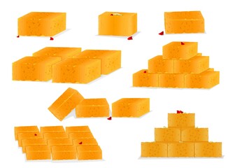 mysore pak Indian Sweets or Mithai Food Vector