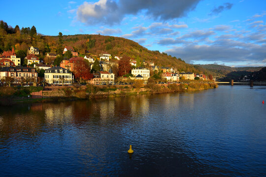 Heidelberg. A part of the city in autumn with river Neckar. Germany.