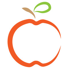 Red apple. Apple icon with twig and leaf isolated on white background