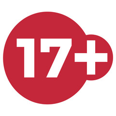 Red drop icon circle with age limit 17 seventeen