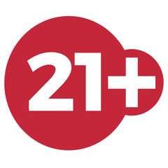 Red drop icon circle with age limit 21