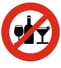 SIGNALS FORBIDDEN TO DRINK WINE AND ALCOHOL