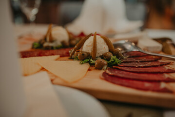 Meat dish on some festive event, party or wedding reception
