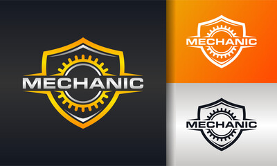 shield mechanical gear strong logo