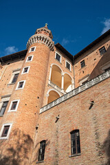 Panoramic view of the renaissance Ducal palace in Urbino, Italy.