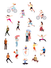 Fototapeta na wymiar physical activity people practicing in outdoor sports or recreational