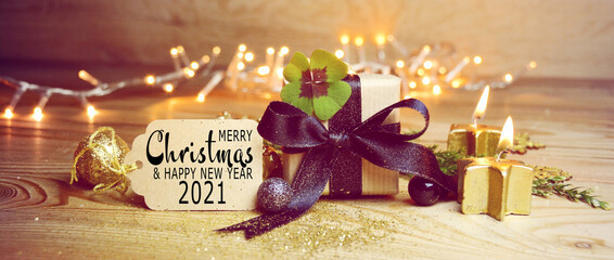 Merry Christmas & Happy New Year  2021 greeting card