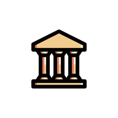 Bank Icon Filled Outline Building Illustration Logo Vector
