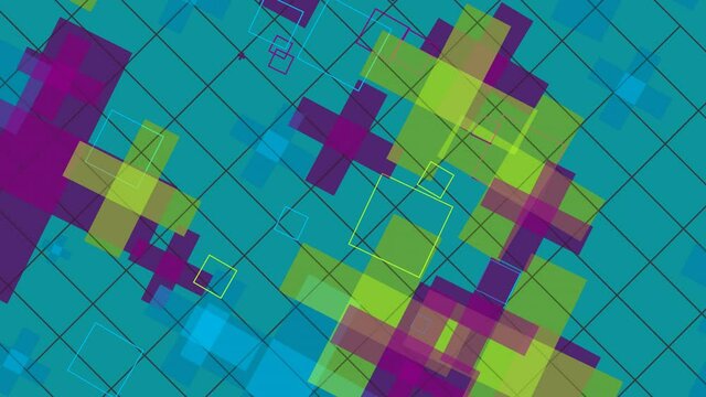 Animation of various geometrical shapes with several transitions, transformations and rotations in space during time sequence.
