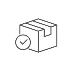 Vector parcel and checkmark icon. Parcel successfully delivered. Premium quality graphic design. Modern Signs, symbols, simple thin line icons set for websites, web design, mobile app, infographics