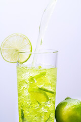 Glass with a fruit drink.