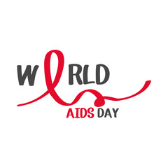 world aids day, word with ribbon celebration campaign