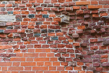 shattered ancient brick wall texture grunge cracked pattern  surface empty