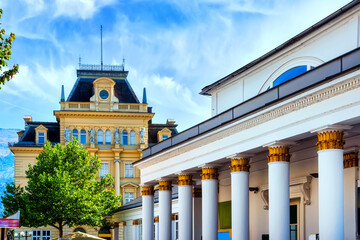 The post office (Post- und Telegrafen-Amt) and Trinkhalle from t