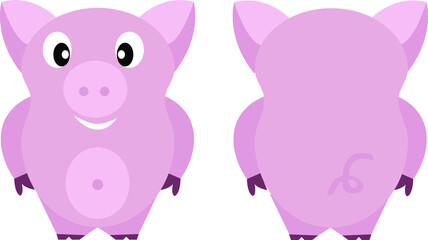 Cute piggy. Vector illustration, isolated on white background. Print for clothes, label, patch, sticker, sticker. For cards for children's holidays or drawing training