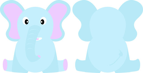Cute elephant.  Vector illustration of an animal, isolated on a white background. Print for clothes, label, patch, sticker. For cards for children's holidays or drawing training