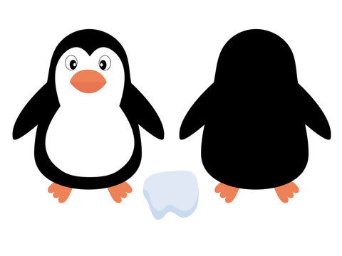 Cute penguin.  Vector illustration of an animal, isolated on a white background. Print for clothes, label, patch, sticker. For cards for children's holidays or drawing training
