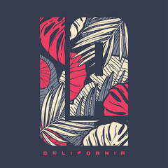 Los Angeles colorful tropical vector t-shirt design, poster, print, label
