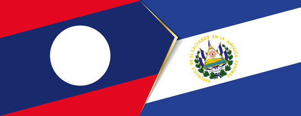 Laos and El Salvador flags, two vector flags.