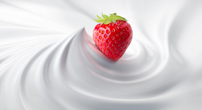 Erdbeere auf Sahne-Swirl
