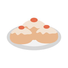 donuts with glazed cream fruits dessert and pastry flat icon