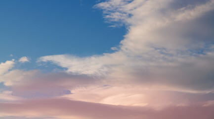Beautiful colorful sunset sky with clouds. Nature sky background.