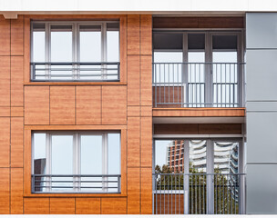 Balconies and windows of the new apartment house.