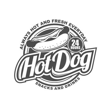 Vector Logo, Badge, Symbol, Icon Template Design For HotDog Shop
